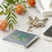 Cool Monogram Faux Pewter Fun Fab sleutelhanger (Zijkant)