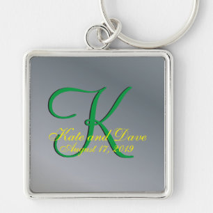 Cool Monogram Faux Pewter Fun Fab sleutelhanger