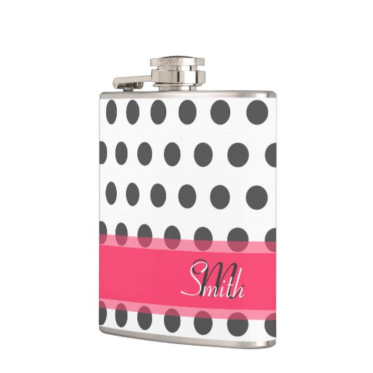 Cool monogram grijs grootpoliepstippatroon heupfles (Links)