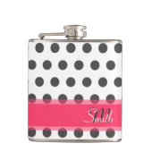 Cool monogram grijs grootpoliepstippatroon heupfles (Voorkant)