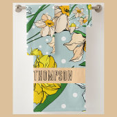 Cool  monogram handgetekende bloemetjes Blauw Bad Handdoek