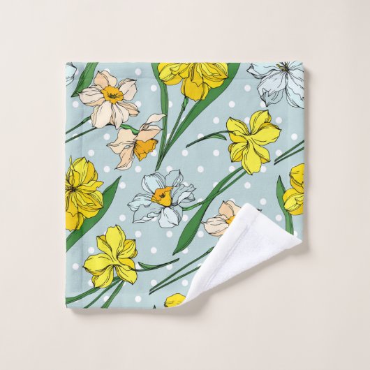 Cool  monogram handgetekende bloemetjes Blauw Bad Handdoek (Wasdoekje)