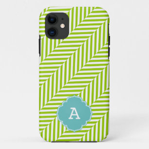 COOL monogram herringbotpatroon limoen turquoise Case-Mate iPhone Case