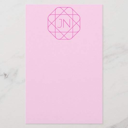 Cool Monogram, Hip Logo Stijl | Roze & Magenta Briefpapier (Voorkant)