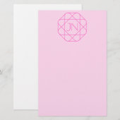 Cool Monogram, Hip Logo Stijl | Roze & Magenta Briefpapier (Voorkant / Achterkant)