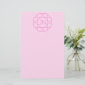 Cool Monogram, Hip Logo Stijl | Roze & Magenta Briefpapier (Staand voorkant)