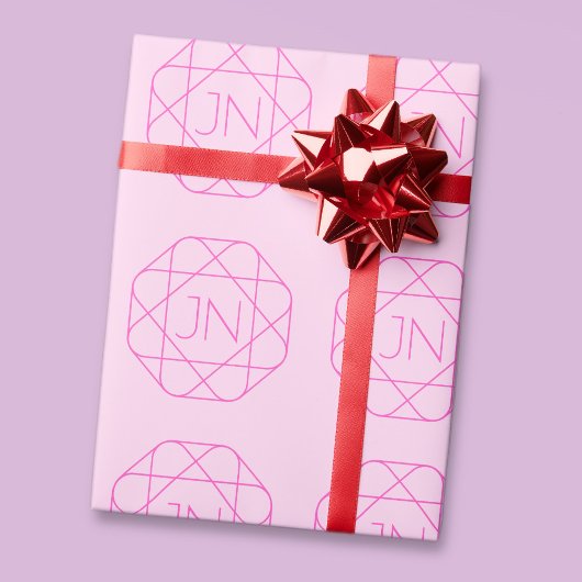 Cool Monogram, Hip Logo Stijl | Roze & Magenta Cadeaupapier