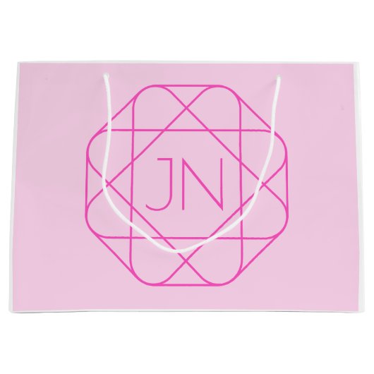 Cool Monogram, Hip Logo Stijl | Roze & Magenta Groot Cadeauzakje (Voorkant)