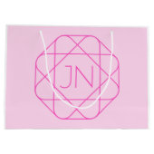 Cool Monogram, Hip Logo Stijl | Roze & Magenta Groot Cadeauzakje (Achterkant)