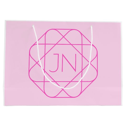 Cool Monogram, Hip Logo Stijl | Roze & Magenta Groot Cadeauzakje (Achterkant)