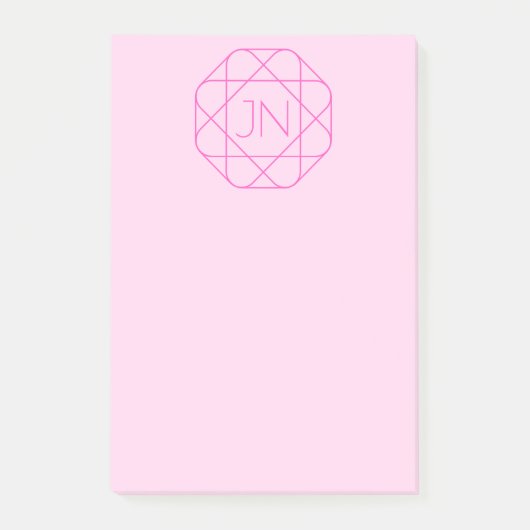 Cool Monogram, Hip Logo Stijl | Roze & Magenta Post-it® Notes (Voorkant)