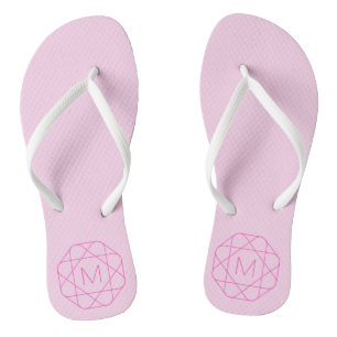 Cool Monogram, Hip Logo Stijl Roze & Magenta Teenslippers