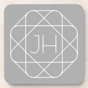 Cool Monogram, Hip Logo Stijl Vibe Grijs & Wit Bier Onderzetter