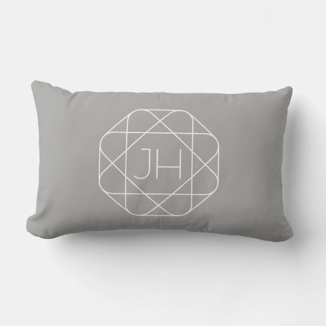 Cool Monogram, Hip Logo Stijl Vibe | Grijs & Wit Kussen (Voorkant)