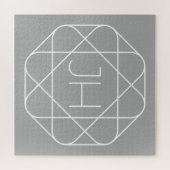 Cool Monogram, Hip Logo Stijl Vibe | Grijs & Wit Legpuzzel (Horizontaal)