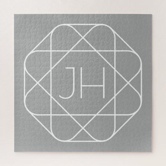Cool Monogram, Hip Logo Stijl Vibe | Grijs & Wit Legpuzzel (Verticaal)