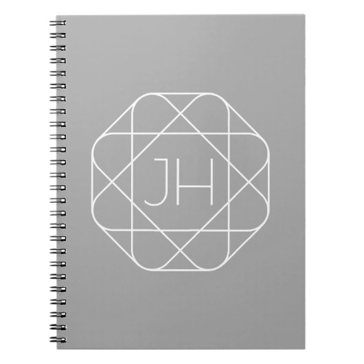 Cool Monogram, Hip Logo Stijl Vibe | Grijs & Wit Notitieboek (Voorkant)