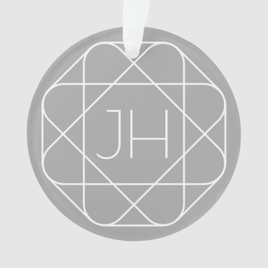 Cool Monogram, Hip Logo Stijl Vibe | Grijs & Wit Ornament (voorkant)