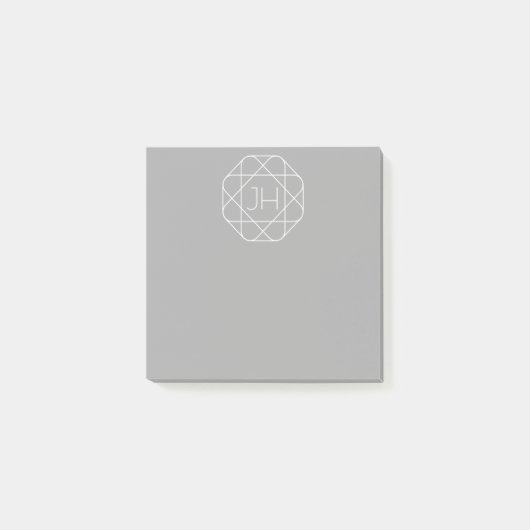Cool Monogram, Hip Logo Stijl Vibe | Grijs & Wit Post-it® Notes (Voorkant)