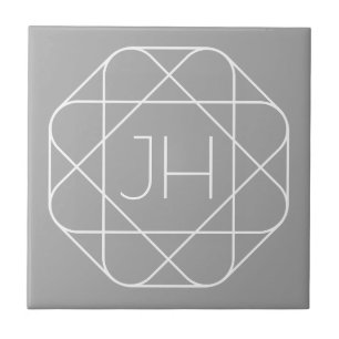 Cool Monogram, Hip Logo Stijl Vibe Grijs & Wit Tegeltje