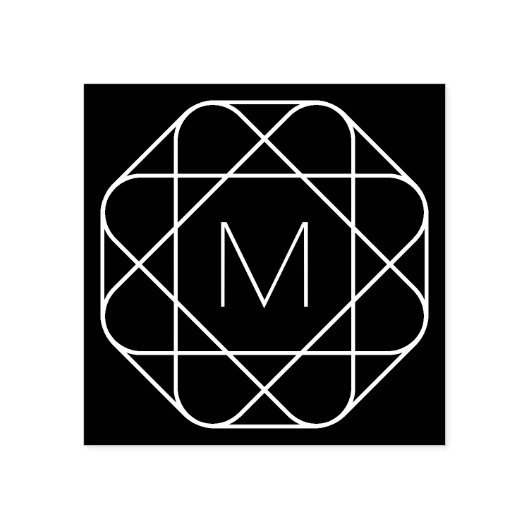 Cool Monogram, Hip Logo Stijl Vibe Rubberstempel (Afrduk)