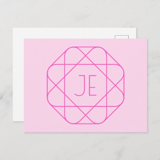 Cool Monogram, Hip Logo Style | Roze en magenta Briefkaart (Voorkant / Achterkant)
