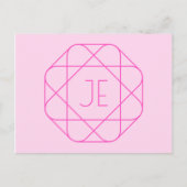 Cool Monogram, Hip Logo Style | Roze en magenta Briefkaart (Voorkant)