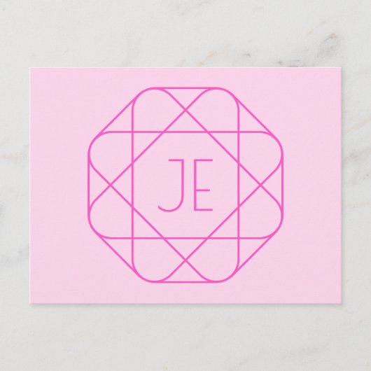 Cool Monogram, Hip Logo Style | Roze en magenta Briefkaart (Voorkant)