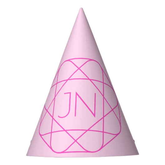 Cool Monogram, Hip Logo Style | Roze en magenta Feesthoedjes (Voorkant)