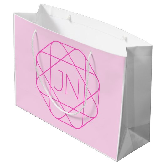 Cool Monogram, Hip Logo Style | Roze en magenta Groot Cadeauzakje (Achterkant Gekanteld)