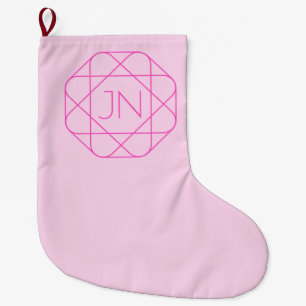 Cool Monogram, Hip Logo Style Roze en magenta Grote Kerstsok