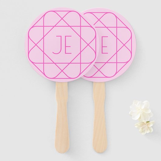 Cool Monogram, Hip Logo Style | Roze en magenta Handwaaier (Voorkant en achterkant)