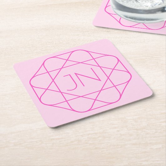 Cool Monogram, Hip Logo Style | Roze en magenta Kartonnen Onderzetters (Schuin)