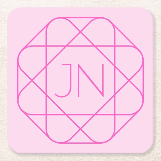Cool Monogram, Hip Logo Style | Roze en magenta Kartonnen Onderzetters (Voorkant)