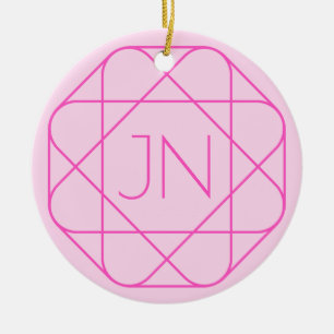 Cool Monogram, Hip Logo Style   Roze en magenta Keramisch Ornament