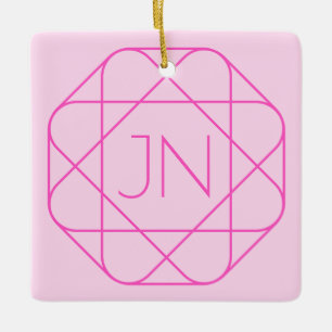 Cool Monogram, Hip Logo Style   Roze en magenta Keramisch Ornament