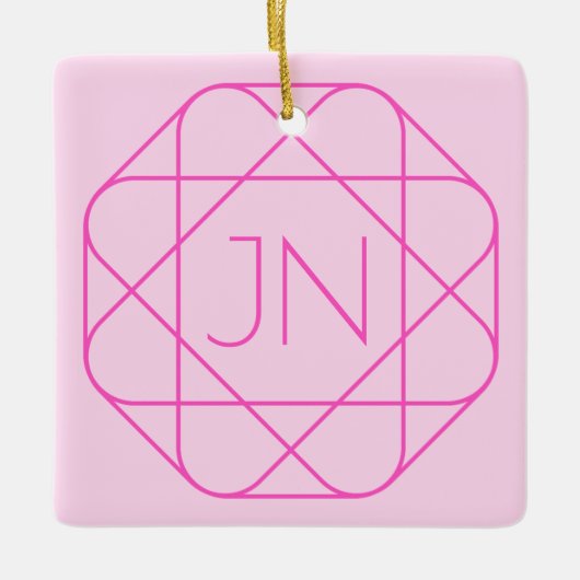 Cool Monogram, Hip Logo Style | Roze en magenta Keramisch Ornament (Voorkant)