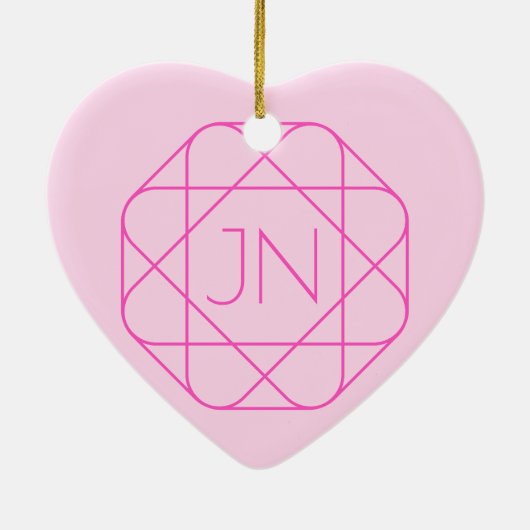 Cool Monogram, Hip Logo Style | Roze en magenta Keramisch Ornament (Achterkant)