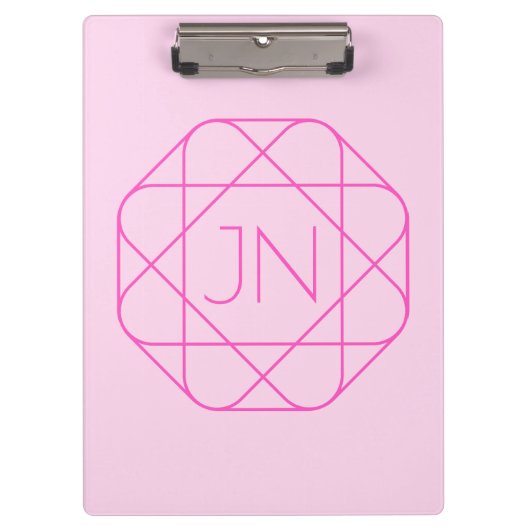 Cool Monogram, Hip Logo Style | Roze en magenta Klembord (Voorkant)
