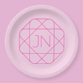 Cool Monogram, Hip Logo Style | Roze en magenta Papieren Bordje