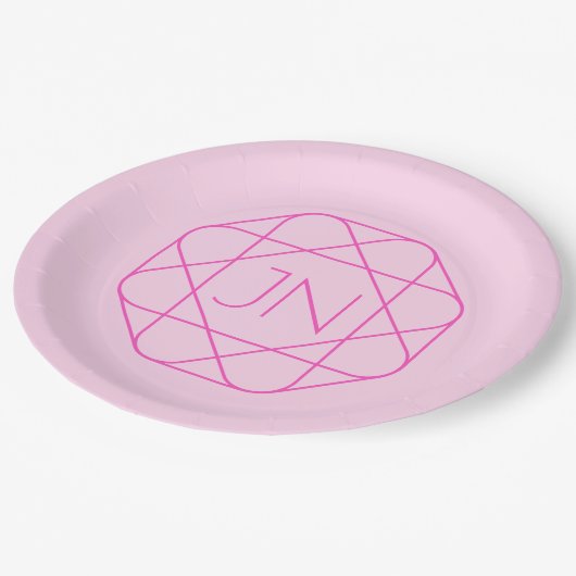 Cool Monogram, Hip Logo Style | Roze en magenta Papieren Bordje (Gekanteld)