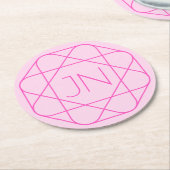 Cool Monogram, Hip Logo Style | Roze en magenta Ronde Kartonnen Onderzetter (Gebogen)