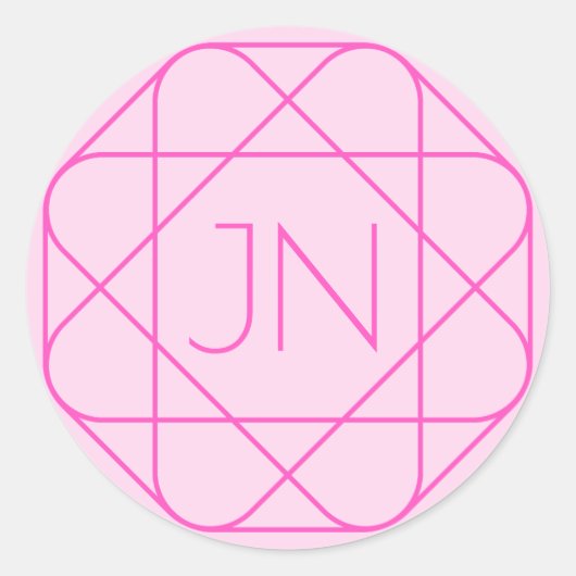 Cool Monogram, Hip Logo Style | Roze en magenta Ronde Sticker (Voorkant)