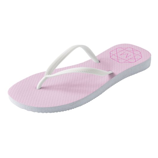 Cool Monogram, Hip Logo Style | Roze en magenta Teenslippers (Schuin)