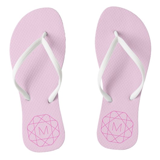 Cool Monogram, Hip Logo Style | Roze en magenta Teenslippers (Voetbed)