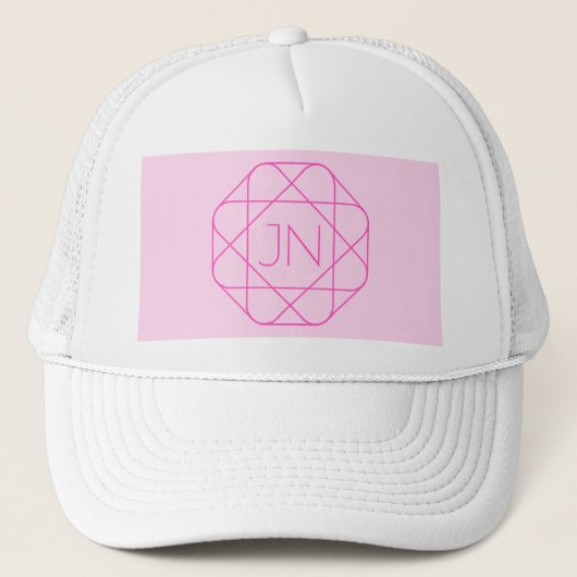 Cool Monogram, Hip Logo Style | Roze en magenta Trucker Pet (Voorkant)