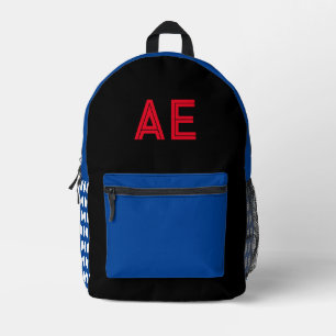 Cool Monogram Rood Zwart Blauw Wit Stippen Bedrukte Rugzak