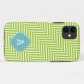 COOL monogram visgraatpatroon limoen turquoise Case-Mate iPhone Case (Achterkant (horizontaal))