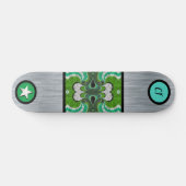 Cool Monogramed Geometric Silver Skateboard (Horizontaal)