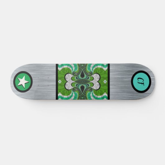 Cool Monogramed Geometric Silver Skateboard (Horizontaal)